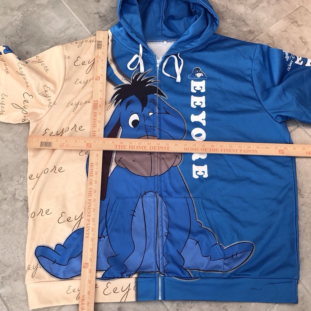 Disney Eeyore Hoodie 3XL Full Print Zip Up Winnie The Pooh Graphic Blue Adult - Picture 6 of 11